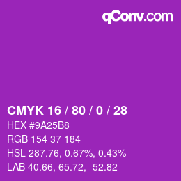 Color code: CMYK 16 / 80 / 0 / 28 | qconv.com