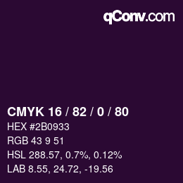 Color code: CMYK 16 / 82 / 0 / 80 | qconv.com