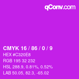 カラーコード: CMYK 16 / 86 / 0 / 9 | qconv.com