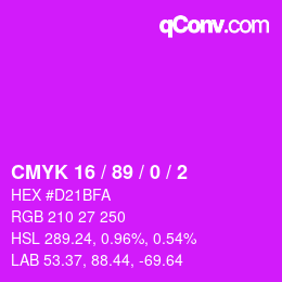 Color code: CMYK 16 / 89 / 0 / 2 | qconv.com