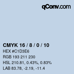 カラーコード: CMYK 16 / 8 / 0 / 10 | qconv.com