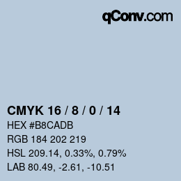 カラーコード: CMYK 16 / 8 / 0 / 14 | qconv.com
