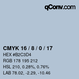 カラーコード: CMYK 16 / 8 / 0 / 17 | qconv.com
