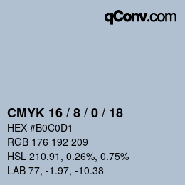 Color code: CMYK 16 / 8 / 0 / 18 | qconv.com