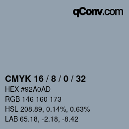 カラーコード: CMYK 16 / 8 / 0 / 32 | qconv.com