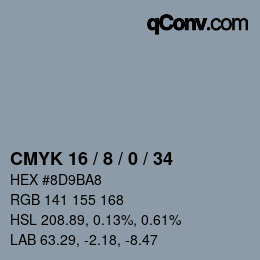 Color code: CMYK 16 / 8 / 0 / 34 | qconv.com