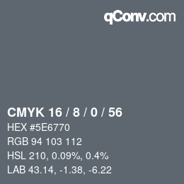 Color code: CMYK 16 / 8 / 0 / 56 | qconv.com