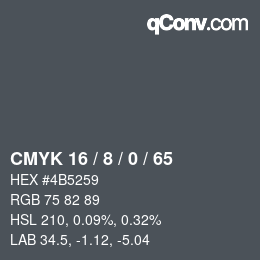 Color code: CMYK 16 / 8 / 0 / 65 | qconv.com