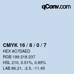 颜色代码: CMYK 16 / 8 / 0 / 7 | qconv.com
