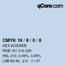 カラーコード: CMYK 16 / 8 / 0 / 8 | qconv.com