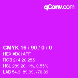 カラーコード: CMYK 16 / 90 / 0 / 0 | qconv.com