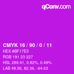 Farbcode: CMYK 16 / 90 / 0 / 11 | qconv.com