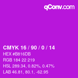 Color code: CMYK 16 / 90 / 0 / 14 | qconv.com