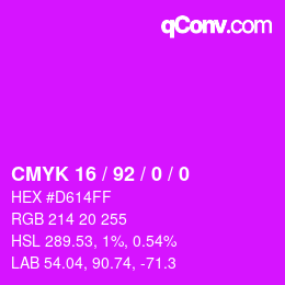 カラーコード: CMYK 16 / 92 / 0 / 0 | qconv.com