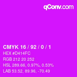 カラーコード: CMYK 16 / 92 / 0 / 1 | qconv.com