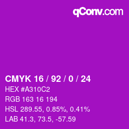 カラーコード: CMYK 16 / 92 / 0 / 24 | qconv.com