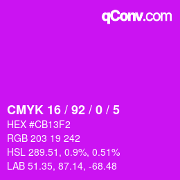 カラーコード: CMYK 16 / 92 / 0 / 5 | qconv.com