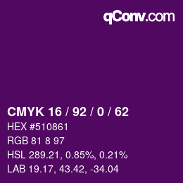 カラーコード: CMYK 16 / 92 / 0 / 62 | qconv.com