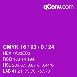 カラーコード: CMYK 16 / 93 / 0 / 24 | qconv.com