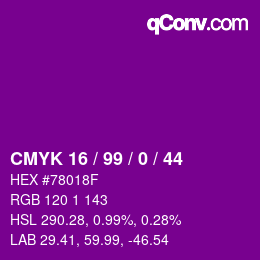 Color code: CMYK 16 / 99 / 0 / 44 | qconv.com