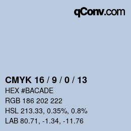 颜色代码: CMYK 16 / 9 / 0 / 13 | qconv.com