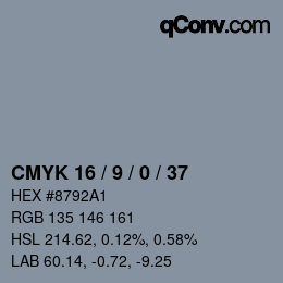 カラーコード: CMYK 16 / 9 / 0 / 37 | qconv.com