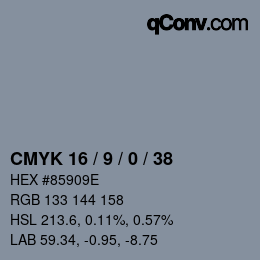 カラーコード: CMYK 16 / 9 / 0 / 38 | qconv.com