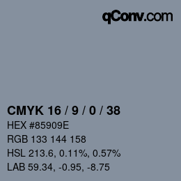 カラーコード: CMYK 16 / 9 / 0 / 38 | qconv.com