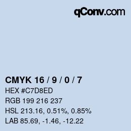 Color code: CMYK 16 / 9 / 0 / 7 | qconv.com