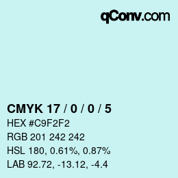 カラーコード: CMYK 17 / 0 / 0 / 5 | qconv.com