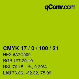 カラーコード: CMYK 17 / 0 / 100 / 21 | qconv.com