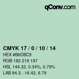 カラーコード: CMYK 17 / 0 / 10 / 14 | qconv.com