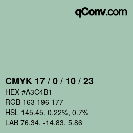 カラーコード: CMYK 17 / 0 / 10 / 23 | qconv.com