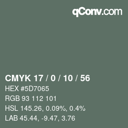 Código de color: CMYK 17 / 0 / 10 / 56 | qconv.com