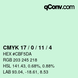Color code: CMYK 17 / 0 / 11 / 4 | qconv.com