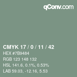 Código de color: CMYK 17 / 0 / 11 / 42 | qconv.com