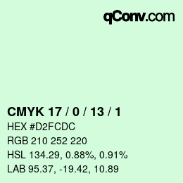 カラーコード: CMYK 17 / 0 / 13 / 1 | qconv.com
