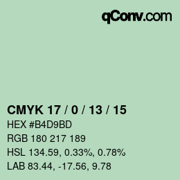 Color code: CMYK 17 / 0 / 13 / 15 | qconv.com