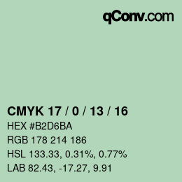 Color code: CMYK 17 / 0 / 13 / 16 | qconv.com