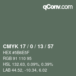 カラーコード: CMYK 17 / 0 / 13 / 57 | qconv.com