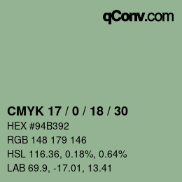 カラーコード: CMYK 17 / 0 / 18 / 30 | qconv.com
