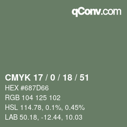 カラーコード: CMYK 17 / 0 / 18 / 51 | qconv.com