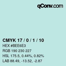 カラーコード: CMYK 17 / 0 / 1 / 10 | qconv.com