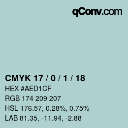 Color code: CMYK 17 / 0 / 1 / 18 | qconv.com