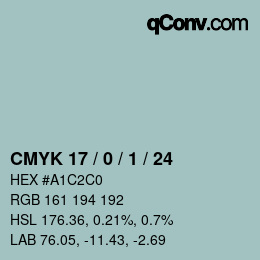 Color code: CMYK 17 / 0 / 1 / 24 | qconv.com