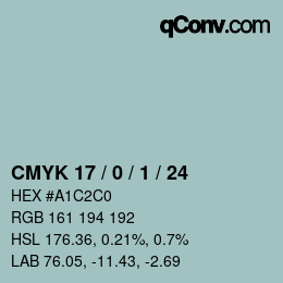 Color code: CMYK 17 / 0 / 1 / 24 | qconv.com