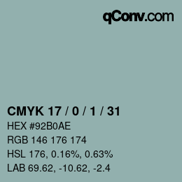 カラーコード: CMYK 17 / 0 / 1 / 31 | qconv.com
