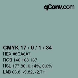 カラーコード: CMYK 17 / 0 / 1 / 34 | qconv.com