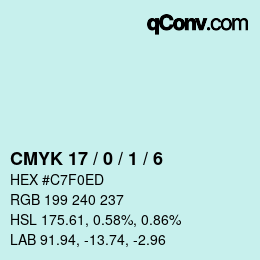 颜色代码: CMYK 17 / 0 / 1 / 6 | qconv.com