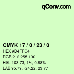 Color code: CMYK 17 / 0 / 23 / 0 | qconv.com